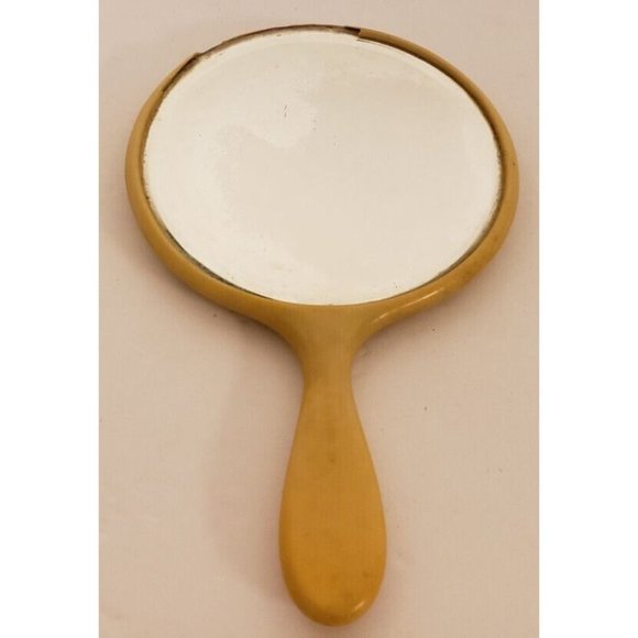 Vanity Dresser Set Vtg 1940's with Mirror, Celluiod Powder Box and Men's Brush - Picture 6 of 7